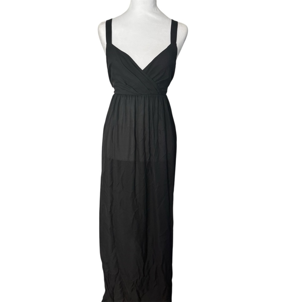 Om+Nadis Silk Maxi Dress Black Open Back Maternity Friendly NWT M - Picture 3 of 10